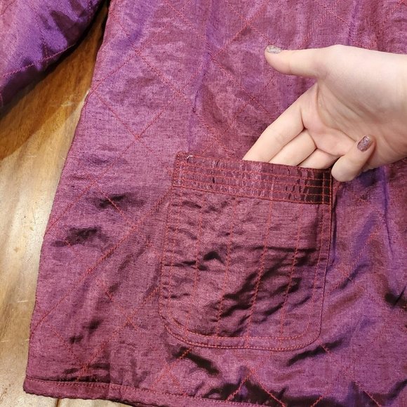 Vintage 90s XL Patchwork Velvet Jacket Reversible Floral‎ Whimsigoth Burgandy - Picture 9 of 14